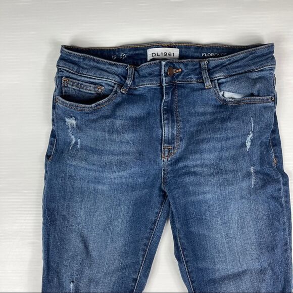 DL1961 Premium Denim Florence Instasculpt Skinny Jeans Strive Blue Frayed HEMMED - Picture 4 of 16